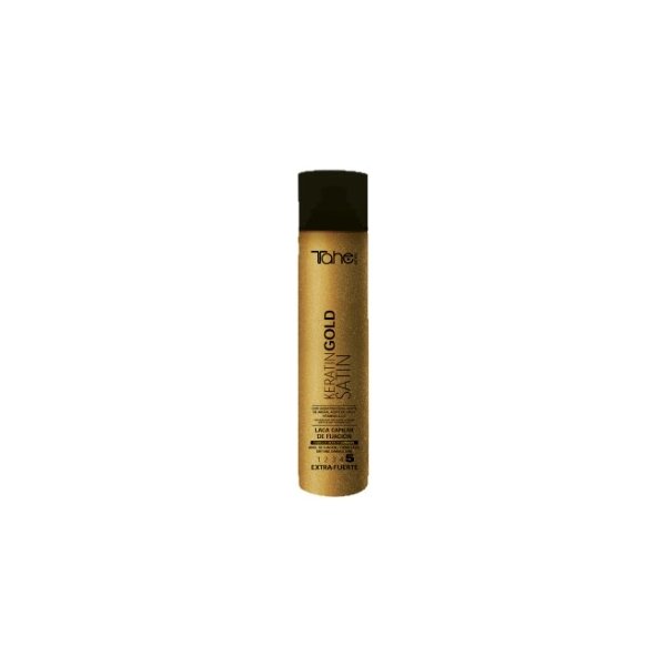 Stylingový přípravek Tahe Keratin Gold Hairspray Satin fix 5 lak na vlasy s keratinem a arganovým olejem 400 ml