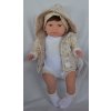 Panenka Marina & Pau Reborn miminko Alina v bílém pleteném bodíčku od firmy Alina Mousseline Newborn 45 cm