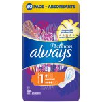 Always Platinum Normal Velikost 1 hygienické vložky s křidélky 30 ks – Zboží Dáma