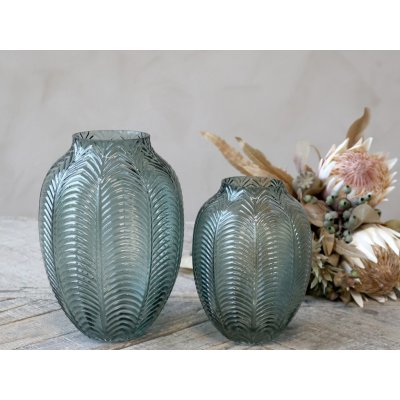 Zelená skleněná dekorační váza Leaf - Ø 14*18cm - Chic Antique – Hledejceny.cz
