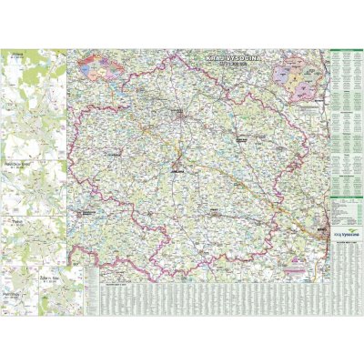 ZES Kraj Vysočina - nástěnná mapa 130 x 97 cm Varianta: bez rámu v tubusu, Provedení: laminovaná mapa v lištách – Hledejceny.cz