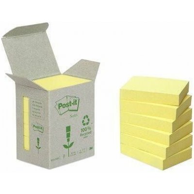 Samolepicí bloček, žlutá, 38x51 mm, 6x100 listů, recyklovaný, 3M POSTIT – Hledejceny.cz