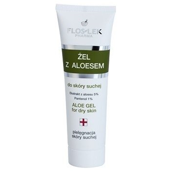 FlosLek Pharma Dry Skin Aloe Vera regenerační gel na obličej a dekolt Aloe Extract 5% Panthenol 1% 50 ml