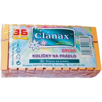 Clanax Kolíčky na prádlo dřevěné 36 ks