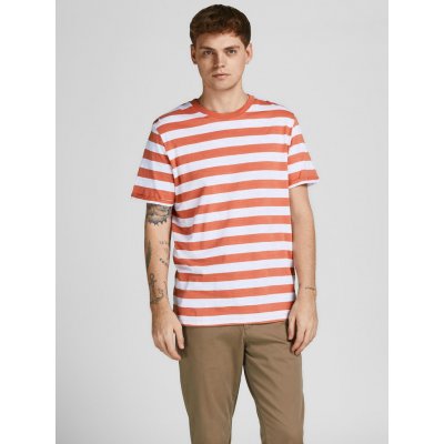 Jack & Jones Tropic pruhované tričko Bílo-oranžové