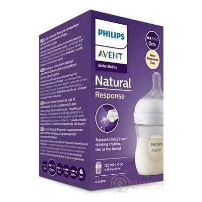 Avent láhev Natural Response průhledná dudlík pro podporu rytmu pití 1 ks 125 ml – Zboží Mobilmania