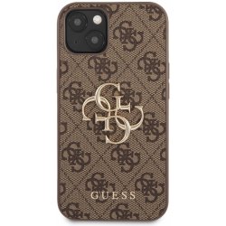 Pouzdro Guess PU 4G Metal Logo iPhone 13 hnědé