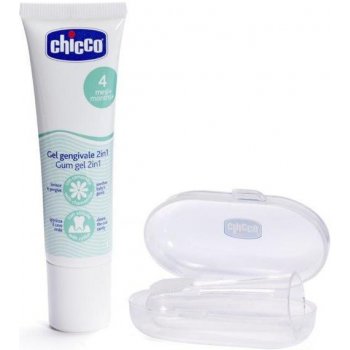 Chicco Oral Care gel na dásně s masážním kartáčkem 4 m+ (Sanitising Action in the Oral Cavity,Soothes Baby's Gums) 30 ml