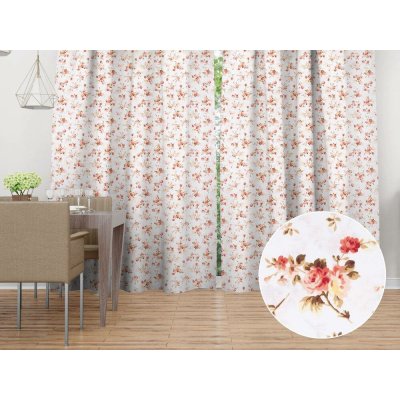 Biante Bavlněný závěs Sandra SA-304 Oranžovo žluté růžičky na bílém 150x210 cm – Zboží Mobilmania