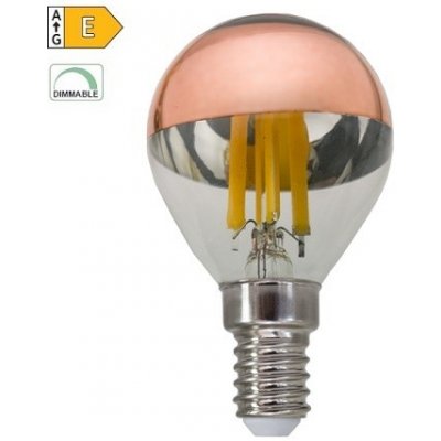 Diolamp LED Filament zrcadlová žárovka 5W/230V/E14/2700K/620Lm/180°/DIM, měděný vrchlík – Hledejceny.cz