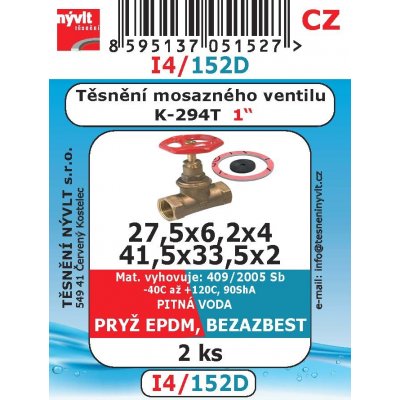 NÝVLT sada těsnění na šroubení mosaz. ventilů KE294T 1" - I4/152D – Zboží Mobilmania