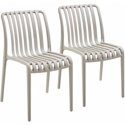 tectake 406043 zahradní židle alcudia, odolné proti povětrnostním vlivům, stohovatelné - taupe,sada 2 kusů – Zboží Mobilmania