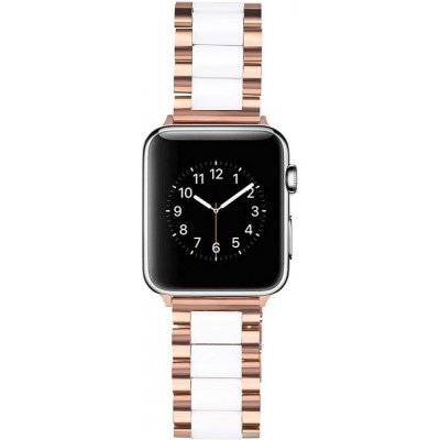 AW Apple Watch řemínek - Keramický dvoubarevný Šířka uchycení řemínku: 38/40/41mm Rosegold-bílá IR-AWKER04 – Zboží Mobilmania