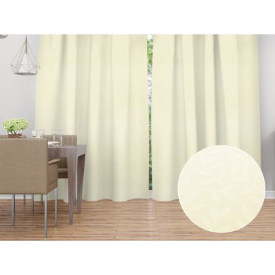Biante Dekorační závěs Sofia SF-007 Světle vanilkové vyrážené větvičky s lístky 150x220 cm – Hledejceny.cz