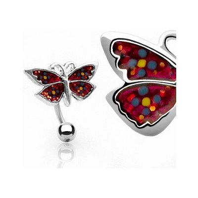 Šperky eshop piercing do pupíku motýl s kytičkami W47.26 – Zboží Mobilmania