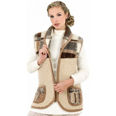 Ovčí Věci vlněná vesta šálová z ovčí vlny Andes s kárem -3-13 – Zboží Mobilmania