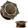 Piercing Šperky4U dřevěný plug do ucha Rose Wood s ornamenty PL01190-06