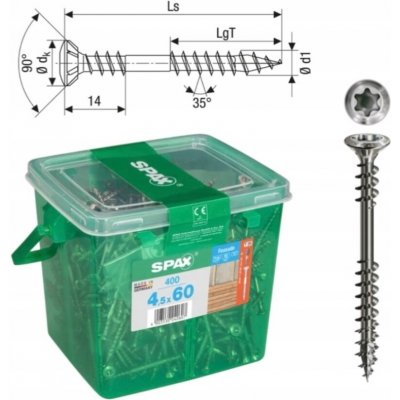 Šrouby do dřeva Spax 4,5 x 60 mm, 400 ks – Hledejceny.cz