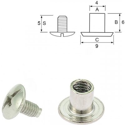 Nýt šroubovací 6 mm, Ø 4 mm, nikl Počet: 10 ks – Zboží Dáma