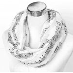 AB Production šál s potiskem notové osnovy bílý – Zboží Dáma