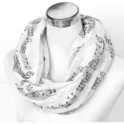 AB Production šál s potiskem notové osnovy bílý – Zboží Dáma