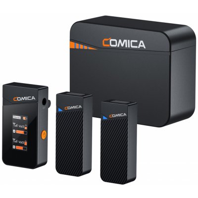 andoer COMICA Vimo C3 Bezdrátový mikrofonní systém s 1 přijímačem a 2 mikrofony, dosah přenosu 200 m, 4 úrovně nastavitelné rychlosti, integrovaná baterie s nabíjecím pouzdrem, náhrada za telefony And – Hledejceny.cz