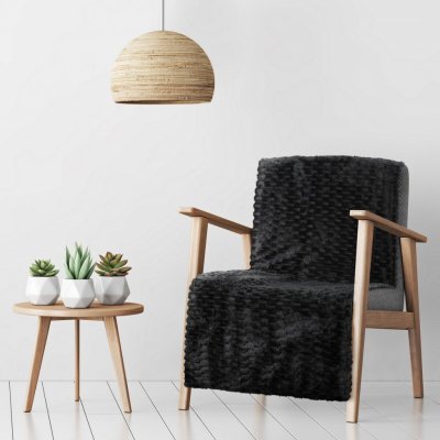 Mybesthome Přehoz na křeslo sedačku FLANELA černá 70 x 160 cm – Hledejceny.cz