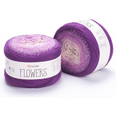 Yarn Art příze Flowers 290 krémová, variace fialové – Zboží Mobilmania