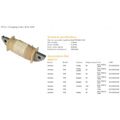 DZE cívka vinutí YAMAHA YFM 50 raptor 04-07; YFM 80 raptor 02-08; YFM 80 GRIZZLY 05-08 (5G3-85520-M1) – Hledejceny.cz