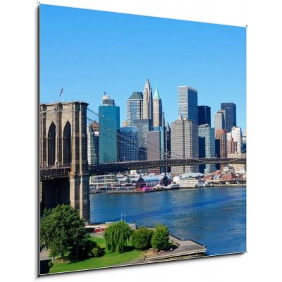Obraz 1D - 50 x 50 cm - New York City Skyline and Brooklyn Bridge New York City Skyline a Brooklynský most – Zboží Mobilmania