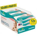 Pampers Sensitive Baby dětské čisticí ubrousky 12 x 80 ks – Sleviste.cz
