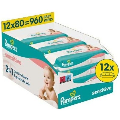 Pampers Sensitive Baby dětské čisticí ubrousky 12 x 80 ks – Sleviste.cz