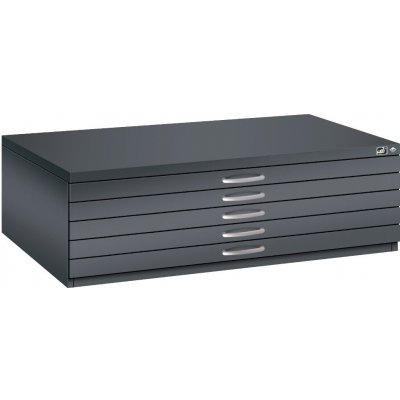 C+P Výkresová skříň na mapy, plány a výkresy 7200, 1350 x 960 x 420 mm, černošedá – Zboží Dáma