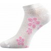 Voxx dámské kotníčkové ponožky kytičky Piki bílo růžová