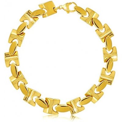 Šperky eshop ocelový ve zlatém odstínu lesklý řetěz z hranatých článků AB10.12