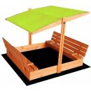 ELIS DESIGN Pískoviště s krytem/lavičkami a stříškou předvrtané impregnované premium barva střechy: zelená