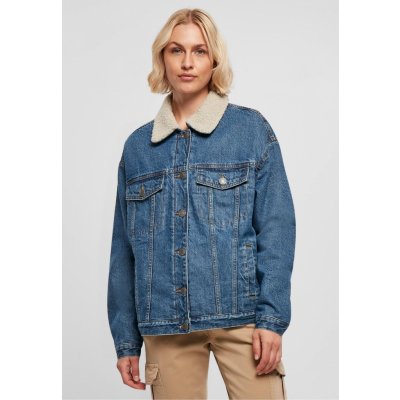 Ladies Oversized Sherpa Denim Jacket clearblue washed