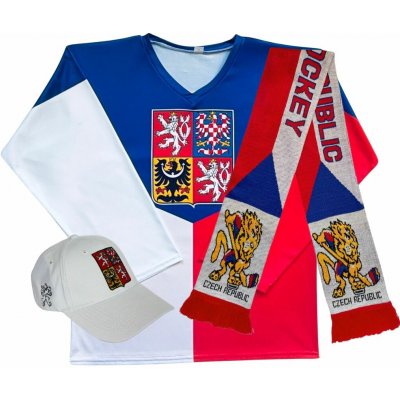 SportDres Hokejový fanouškovský set Česko vlajka modrý + šála + bílá kšiltovka – Zboží Mobilmania