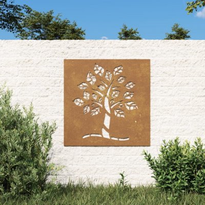 zahrada-XL Zahradní nástěnná dekorace 55 x 55 cm cortenová ocel Strom
