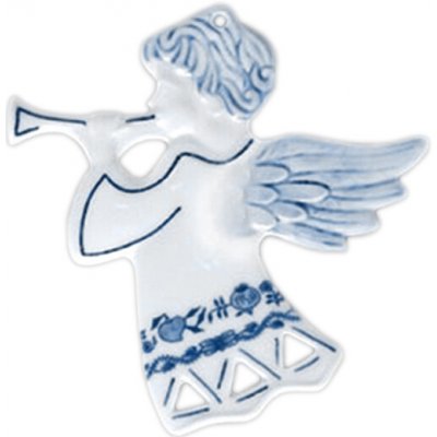 Cibulák Vánoční ozdoba anděl s trumpetou hladký 9,5 cm originální cibulákový porcelán Dubí cibulový 10632 – Hledejceny.cz