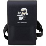 Pouzdro AppleMix / kabelka KARL LAGERFELD - 2x kapsa + popruh přes rameno - umělá kůže - Karl a Choupette - černé – Zboží Mobilmania