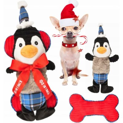Flamingo Plyšová hračka pro psa Vánoční plyšová hračka pro psa PINGIWN s kostí – Zboží Mobilmania