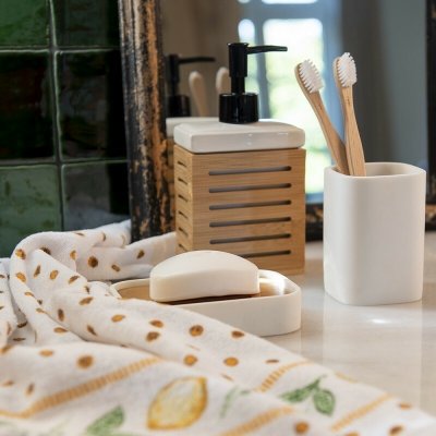 Keramický držák na zubní kartáček Dao - 7*7*10 cm - Clayre & Eef – Hledejceny.cz
