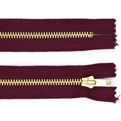 Kovový mosazný zip nedělitelný 18 cm, Ø 6 mm vínový – Zboží Mobilmania