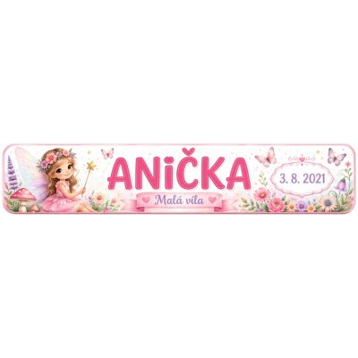 Bezvadary.cz | Dětská jmenovka do pokojíčku se jménem a motivem víly 30x6,3 cm / PVC plast 3mm / bez přísavek dz16 – Hledejceny.cz