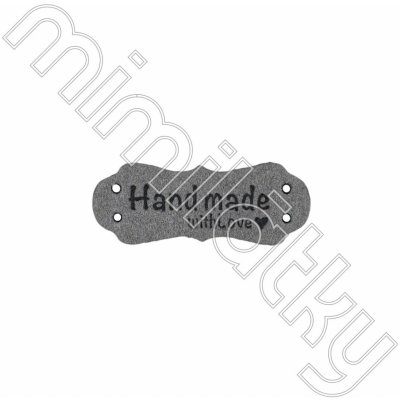 Nášivka handmade with love ozdobná koženka šedá – Zboží Dáma