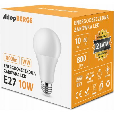 Berge LED žárovka E27 10W 800lm Teplá bílá – Hledejceny.cz