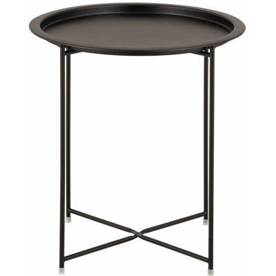 Abato Boční stůl 47 H51 zahradní stůl balkonový stůl stůl na terasu kulatý kovový černý – Zboží Mobilmania