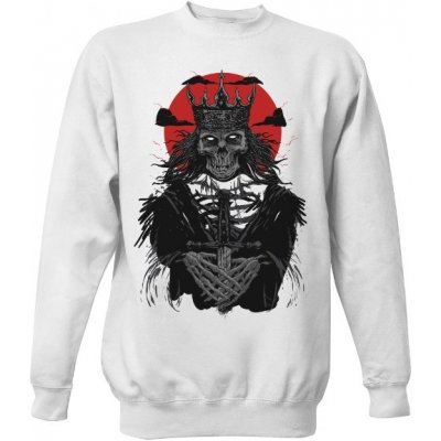 Unisex mikina bez kapuce s potiskem Dead King classic ramirez bez kapuce hip hop Bílá