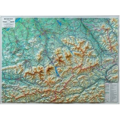 Kartografie HP Beskydy - nástěnná plastická mapa 1:66 666 Varianta: bez rámu, Provedení: plastická mapa